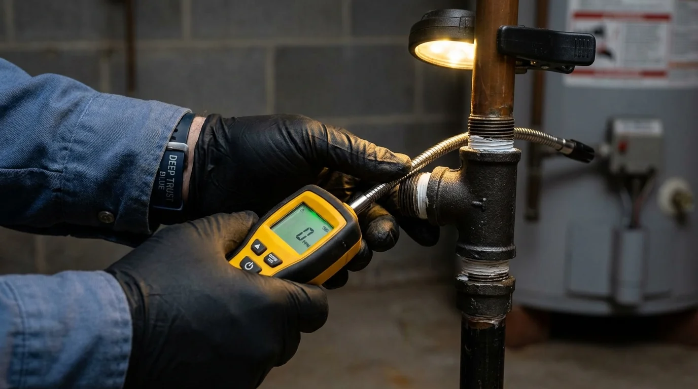 Gas leak detection with electronic sniffer by Johns Plumbing LLC in Coppell