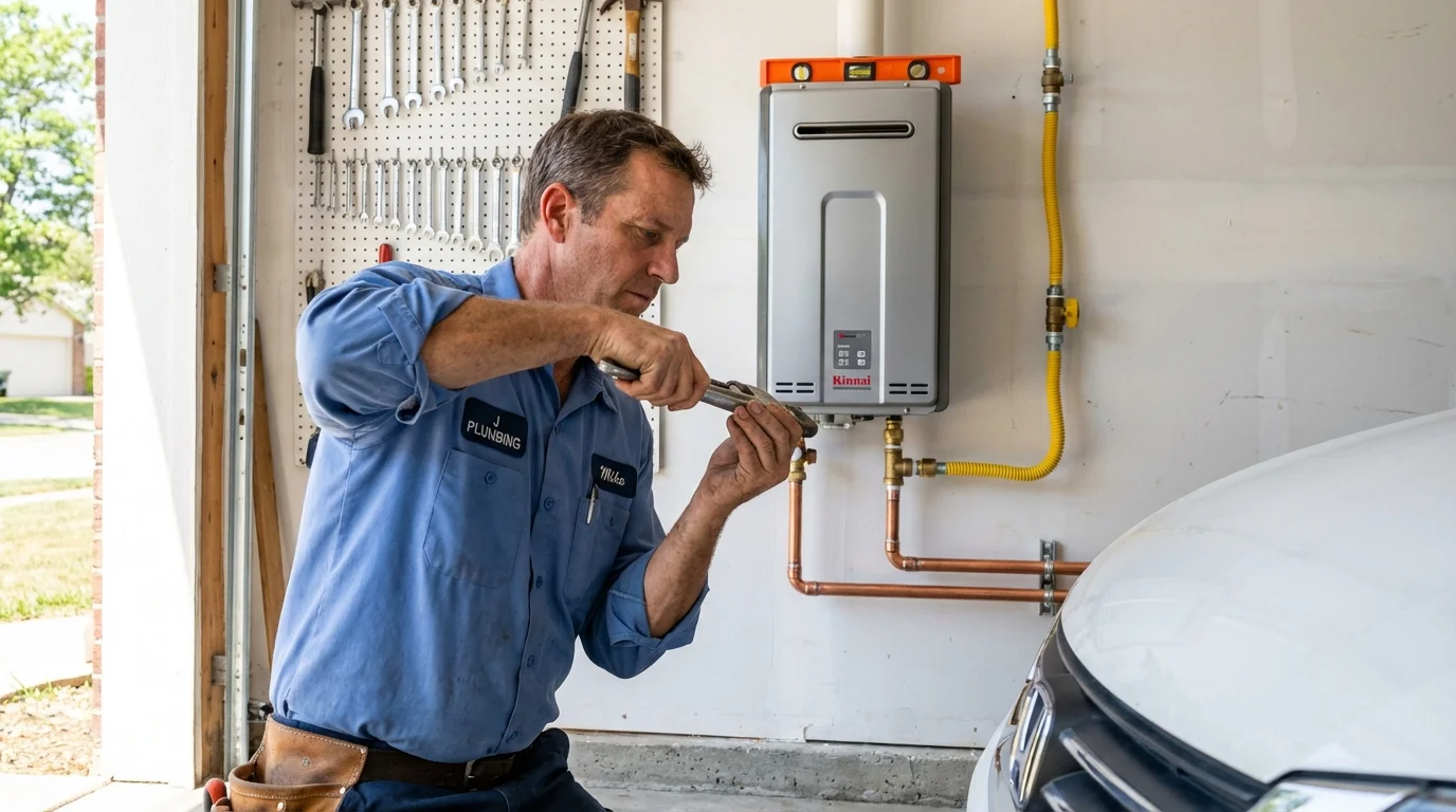 Tankless water heater installation by a Johns Plumbing LLC plumber in Coppell